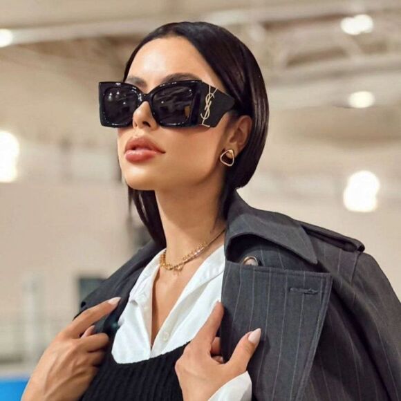 NEW Saint Laurent SLM119 BLAZE 001 Black Grey Oversized Cat Eye Women Sunglasses main image 10